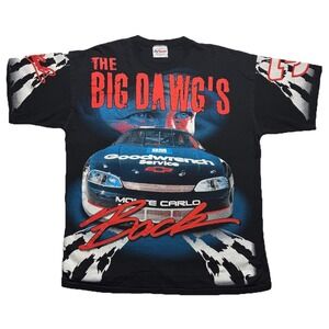 Nascar 1997 Dale Earnhardt The Big Dawgs AOP Vintage 90s Mens X Large T Shirt